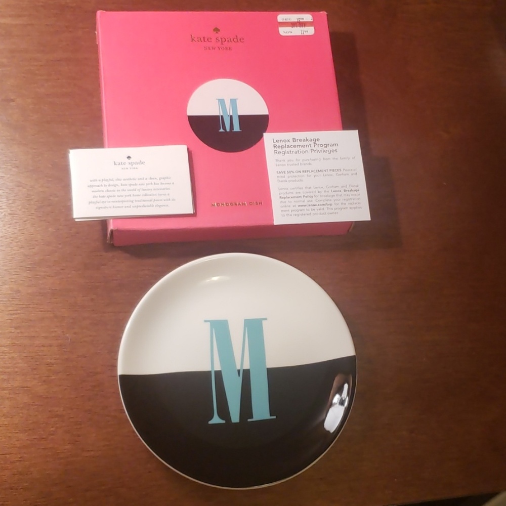 Lenox Kate Spade Monogram dish letter M